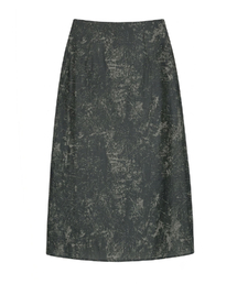 Crack silky long skirt -charcoal