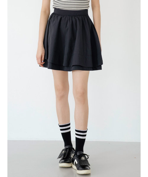 NITINA(ニティナ)の「シャイニーダブルフレアスカートBK(スカート・レディース・ブラック・SMALL/MEDIUM)」の1枚目の写真