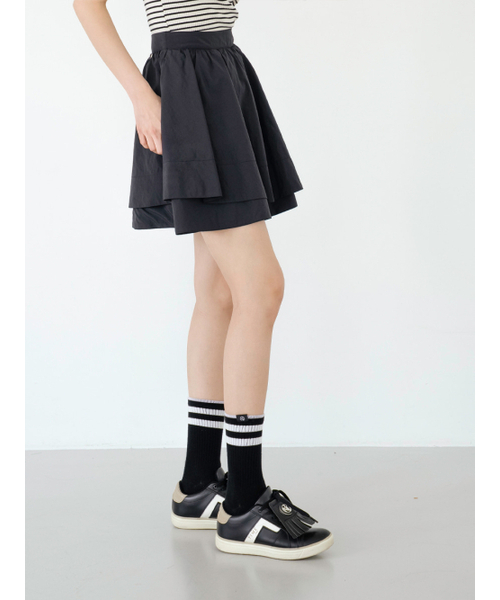 NITINA(ニティナ)の「シャイニーダブルフレアスカートBK(スカート・レディース・ブラック・SMALL/MEDIUM)」の3枚目の写真
