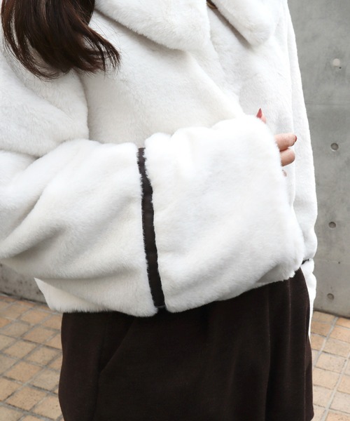 CECIL McBEE（セシルマクビー）の「スタンドカラーファーブルゾン（その他アウター・レディース・ライトベージュ/グレイッシュベージュ・MEDIUM/LARGE）」の10枚目の写真