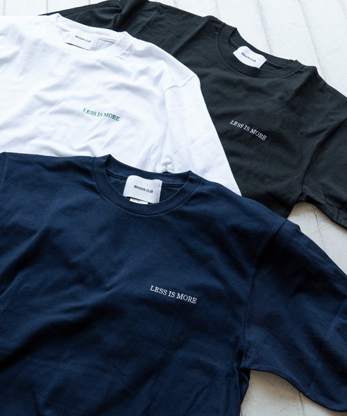 MAISON CLUB（メゾンクラブ）の「【MAISON CLUB】ワンポイント刺繍ロングスリーブTee LESS IS MORE（Tシャツ/カットソー・メンズ・ブラック/カーキ/ホワイト/ネイビー・XX-LARGE/M/XL/L）」の6枚目の写真