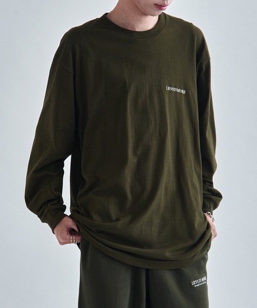MAISON CLUB（メゾンクラブ）の「【MAISON CLUB】ワンポイント刺繍ロングスリーブTee LESS IS MORE（Tシャツ/カットソー・メンズ・ブラック/カーキ/ホワイト/ネイビー・XX-LARGE/M/XL/L）」の16枚目の写真
