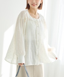 LAVEANGE | シアーフロッキードットブラウス│上品な透け感、大人のシアーブラウス/前開き/体型カバー/きれいめ/大人カジュアル/手洗い可能(シャツ/ブラウス)