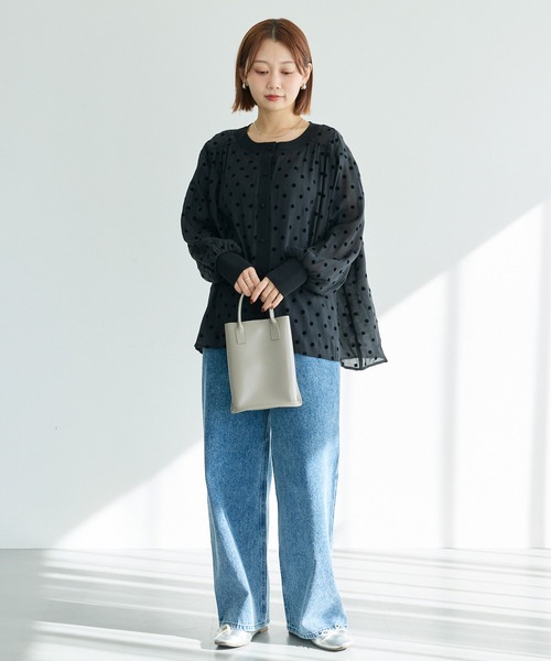 LAVEANGE(ラビアンジェ)の「シアーフロッキードットブラウス(シャツ/ブラウス・レディース・オフホワイト/ブラック・4L/3L/LL/M/5L)」の9枚目の写真