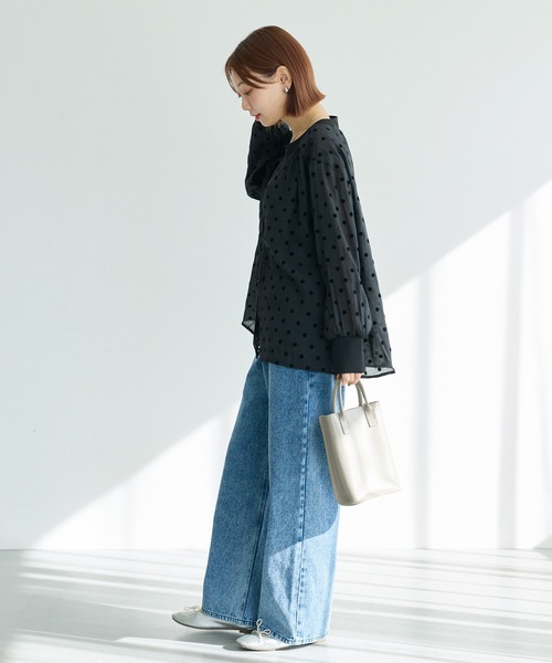 LAVEANGE(ラビアンジェ)の「シアーフロッキードットブラウス(シャツ/ブラウス・レディース・オフホワイト/ブラック・4L/3L/LL/M/5L)」の11枚目の写真
