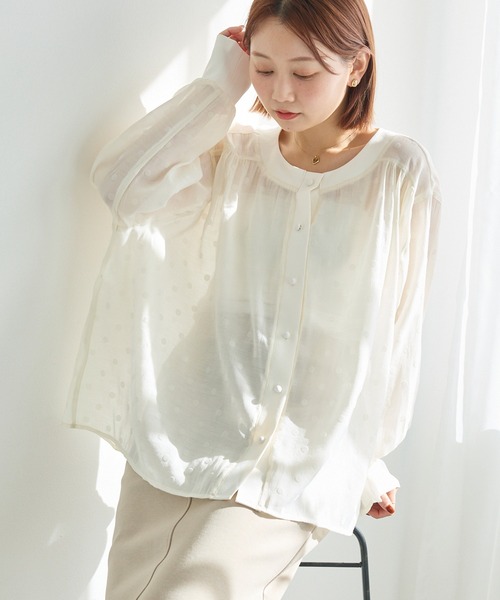 LAVEANGE(ラビアンジェ)の「シアーフロッキードットブラウス(シャツ/ブラウス・レディース・オフホワイト/ブラック・4L/3L/LL/M/5L)」の13枚目の写真