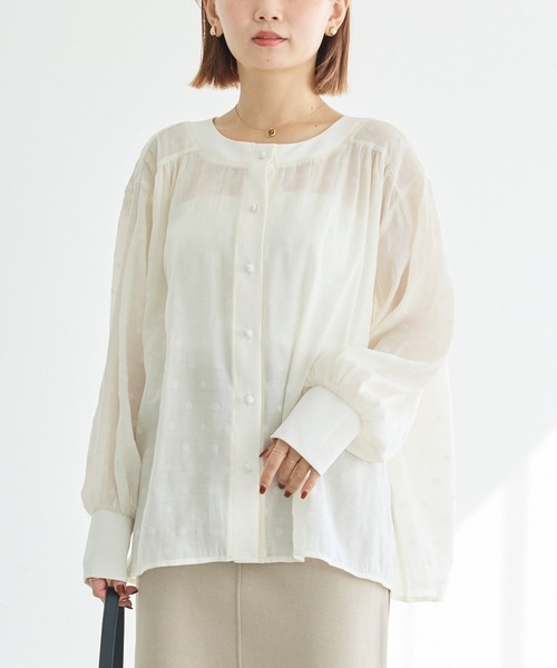 LAVEANGE(ラビアンジェ)の「シアーフロッキードットブラウス(シャツ/ブラウス・レディース・オフホワイト/ブラック・4L/3L/LL/M/5L)」の14枚目の写真