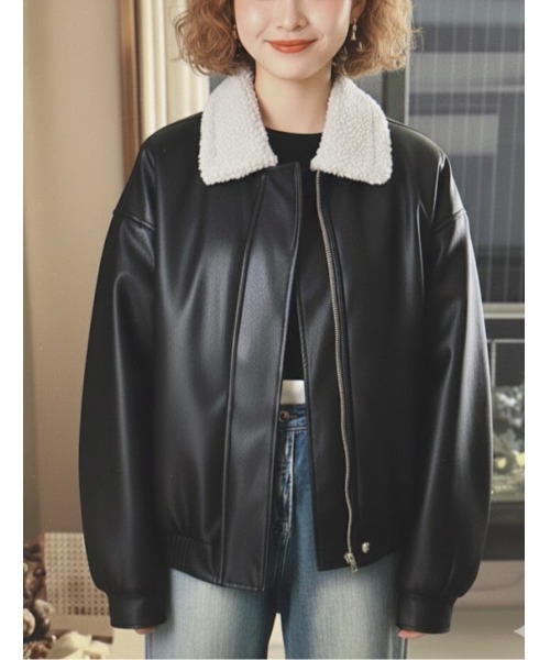 Sakka（サッカ）の「PUレザーG-1　JACKET（ブルゾン・レディース・ブラック/ブラウン・MEDIUM/LARGE）」の2枚目の写真