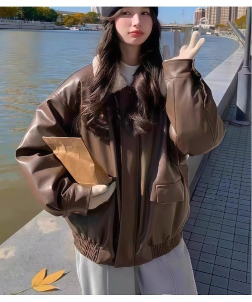 Sakka（サッカ）の「PUレザーG-1　JACKET（ブルゾン・レディース・ブラック/ブラウン・MEDIUM/LARGE）」の8枚目の写真