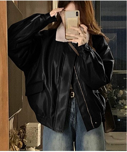 Sakka（サッカ）の「PUレザーG-1　JACKET（ブルゾン・レディース・ブラック/ブラウン・MEDIUM/LARGE）」の9枚目の写真