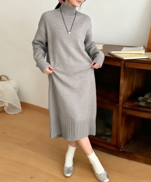 ONEP STAR(ワンピスター)の「タートルネックニットワンピース(ワンピース・レディース・ベージュ/ダークグレー/ダークブラウン/ライトグレー/カーキ・FREE)」の21枚目の写真