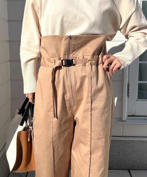 Q(キュー)の「ボーダーリブサスペ2wayパンツ(その他パンツ・レディース・ベージュ/ブラック・MEDIUM)」の22枚目の写真