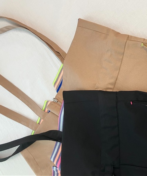 Q(キュー)の「ボーダーリブサスペ2wayパンツ(その他パンツ・レディース・ベージュ/ブラック・MEDIUM)」の14枚目の写真