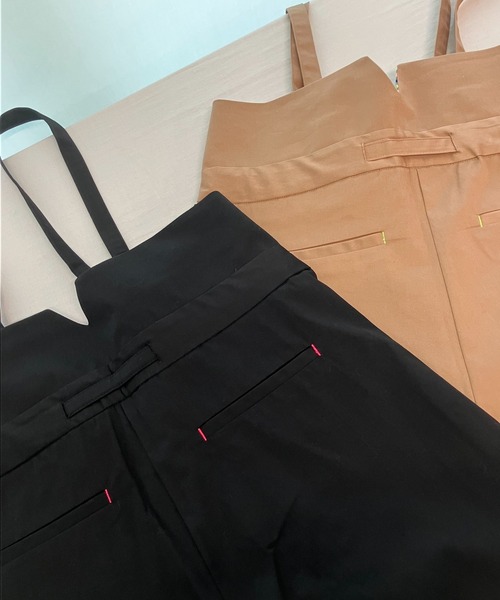 Q(キュー)の「ボーダーリブサスペ2wayパンツ(その他パンツ・レディース・ベージュ/ブラック・MEDIUM)」の15枚目の写真