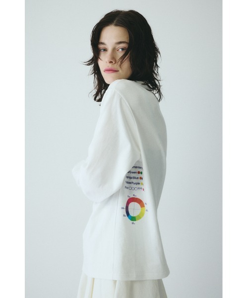 HeRIN.CYE(ヘリンドットサイ)の「Side print long T-shirt サイドプリントロングTシャツ(Tシャツ/カットソー・レディース・ライトピンク/ホワイト・FREE)」の2枚目の写真