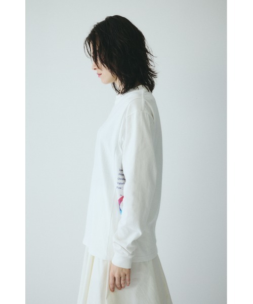 HeRIN.CYE(ヘリンドットサイ)の「Side print long T-shirt サイドプリントロングTシャツ(Tシャツ/カットソー・レディース・ライトピンク/ホワイト・FREE)」の7枚目の写真