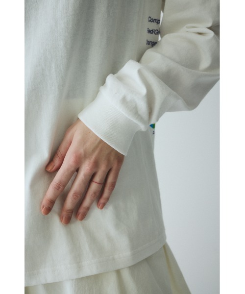 HeRIN.CYE(ヘリンドットサイ)の「Side print long T-shirt サイドプリントロングTシャツ(Tシャツ/カットソー・レディース・ライトピンク/ホワイト・FREE)」の10枚目の写真