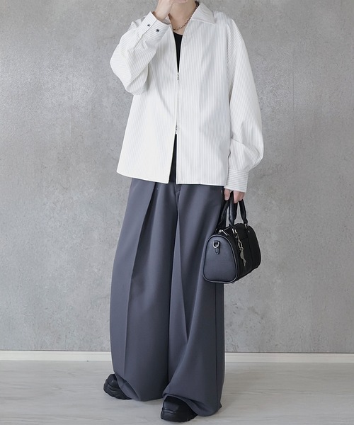 Loose/ルース(ルース)の「ダブルジップルーズシャツ(シャツ/ブラウス・メンズ・ホワイト/グレー/ホワイト系/ライトブルー/ブラック系・S/L/M)」の9枚目の写真