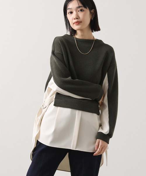 Gready Brilliant（グレディブリリアン）の「起毛畦ドッキングチュニック（Tシャツ/カットソー・レディース・チャコールグレー/カーキ・38）」の2枚目の写真