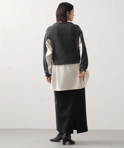 Gready Brilliant（グレディブリリアン）の「起毛畦ドッキングチュニック（Tシャツ/カットソー・レディース・チャコールグレー/カーキ・38）」の16枚目の写真