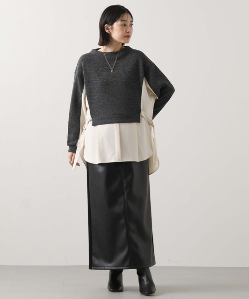 Gready Brilliant（グレディブリリアン）の「起毛畦ドッキングチュニック（Tシャツ/カットソー・レディース・チャコールグレー/カーキ・38）」の17枚目の写真