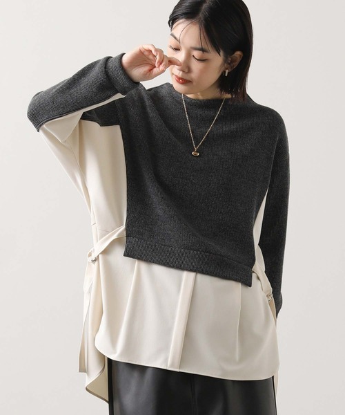 Gready Brilliant（グレディブリリアン）の「起毛畦ドッキングチュニック（Tシャツ/カットソー・レディース・チャコールグレー/カーキ・38）」の21枚目の写真