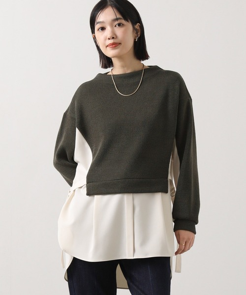 Gready Brilliant（グレディブリリアン）の「起毛畦ドッキングチュニック（Tシャツ/カットソー・レディース・チャコールグレー/カーキ・38）」の4枚目の写真