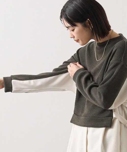 Gready Brilliant（グレディブリリアン）の「起毛畦ドッキングチュニック（Tシャツ/カットソー・レディース・チャコールグレー/カーキ・38）」の5枚目の写真