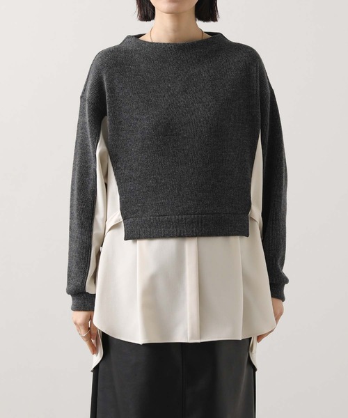 Gready Brilliant（グレディブリリアン）の「起毛畦ドッキングチュニック（Tシャツ/カットソー・レディース・チャコールグレー/カーキ・38）」の6枚目の写真