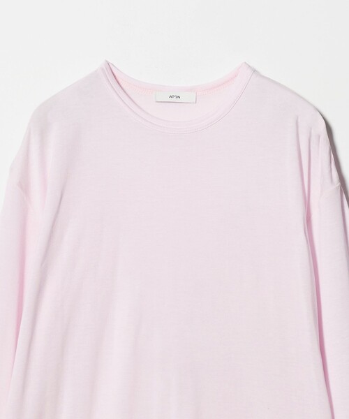 ATON(エイトン)の「<ATON>ロングスリーブ Tシャツ(Tシャツ/カットソー・レディース・ホワイト/ライトピンク・02(38))」の4枚目の写真