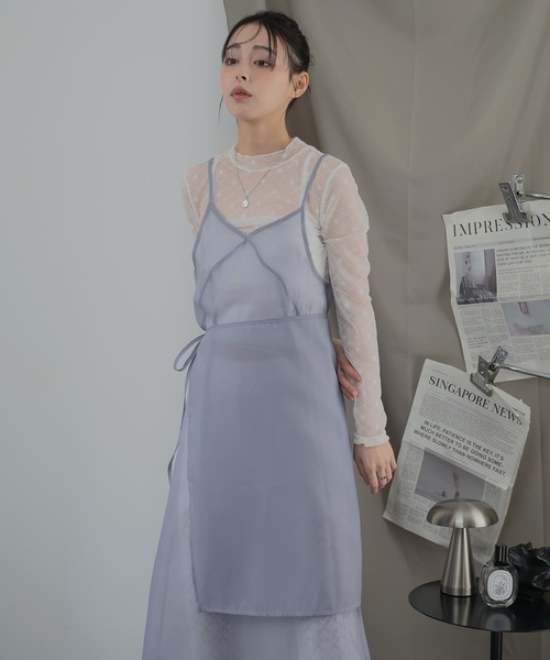 Ulysses(ユリシス)の「2枚セット レイヤードラップキャミワンピース(ワンピース・レディース・グレー/ホワイト・F)」の16枚目の写真