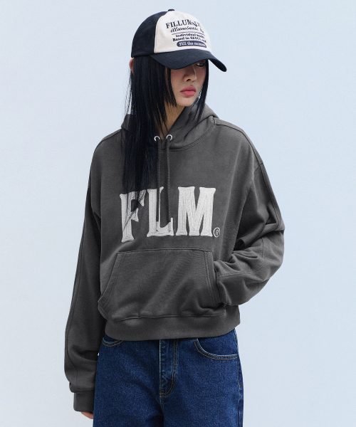 (W) FLM Stitch Logo Crop Hooded Parker — женская укороченная худи с логотипом