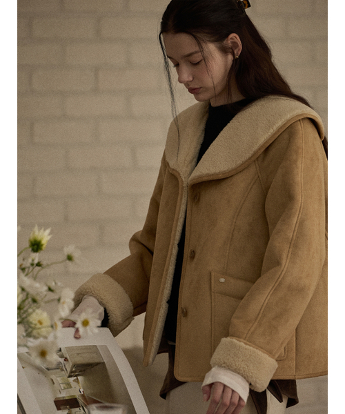 BEMUSE MANSION（ビミューズマンション）の「Wide collar mustang jacket - Camel（その他アウター・レディース・キャメル・FREE）」の2枚目の写真