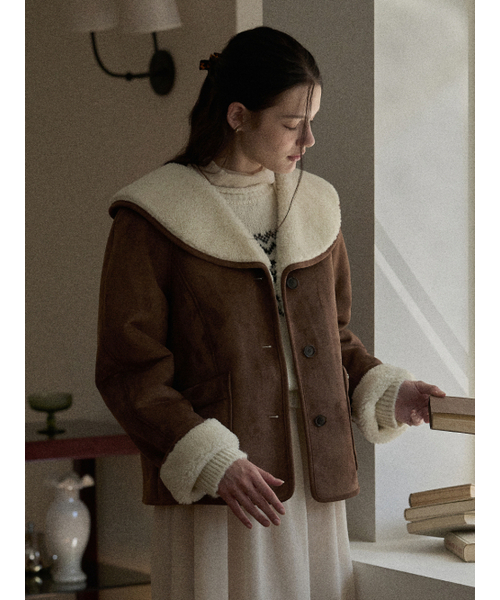 BEMUSE MANSION（ビミューズマンション）の「Wide collar mustang jacket - Camel（その他アウター・レディース・キャメル・FREE）」の4枚目の写真