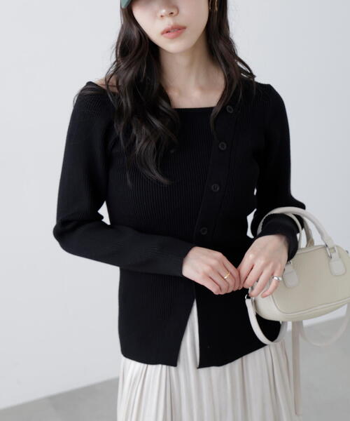 FREE'S MART(フリーズマート)の「◆アシメボタンリブニット(ニット/セーター・レディース・イエロー/グレー/ブラック・FREE)」の7枚目の写真