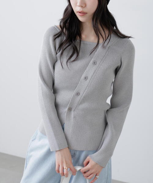 FREE'S MART(フリーズマート)の「◆アシメボタンリブニット(ニット/セーター・レディース・イエロー/グレー/ブラック・FREE)」の14枚目の写真