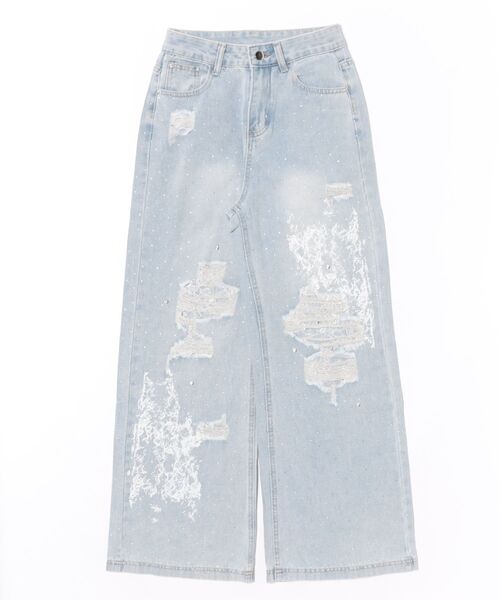 Loueme（ルエム）の「クラッシュレースプリントデニムパンツ（デニムパンツ・レディース・ライトブルー・M/S）」の15枚目の写真