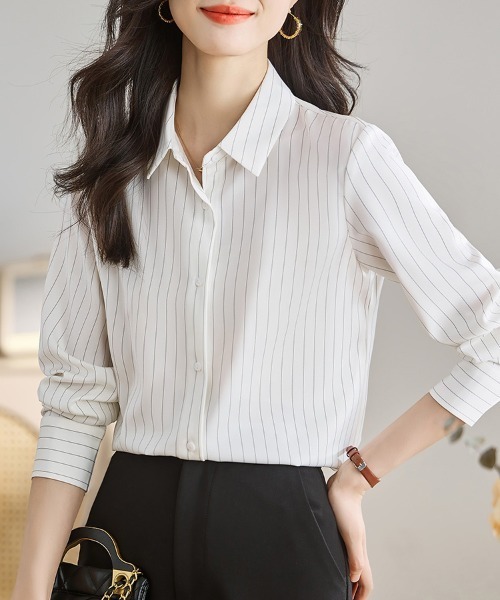 ONEP STAR(ワンピスター)の「ストライプ柄シャツブラウス(シャツ/ブラウス・レディース・ブラック/ホワイト・LARGE/MEDIUM/X-LARGE)」の8枚目の写真