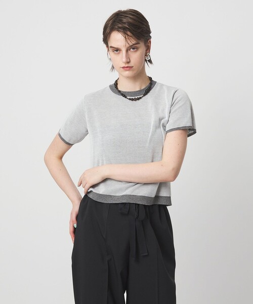 ASTRAET(アストラット)の「<ASTRAET>18G リバーシブル ショートスリーブニット(ニット/セーター・レディース・ネイビー/ダークブラウン/ライトグレー・FREE)」の2枚目の写真