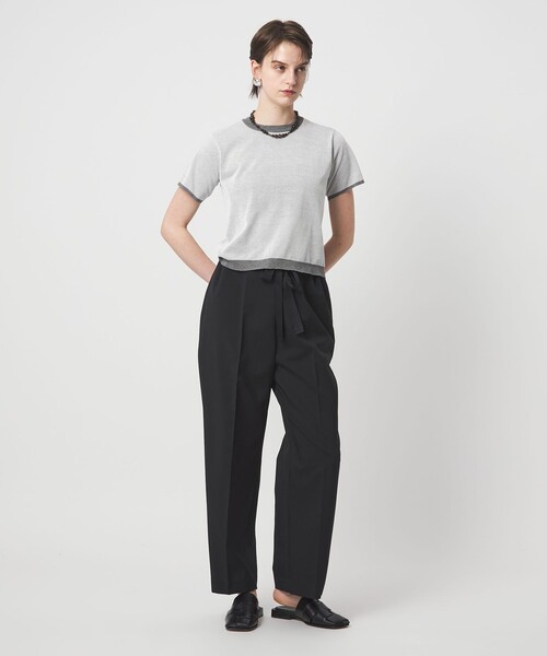 ASTRAET(アストラット)の「<ASTRAET>18G リバーシブル ショートスリーブニット(ニット/セーター・レディース・ネイビー/ダークブラウン/ライトグレー・FREE)」の4枚目の写真