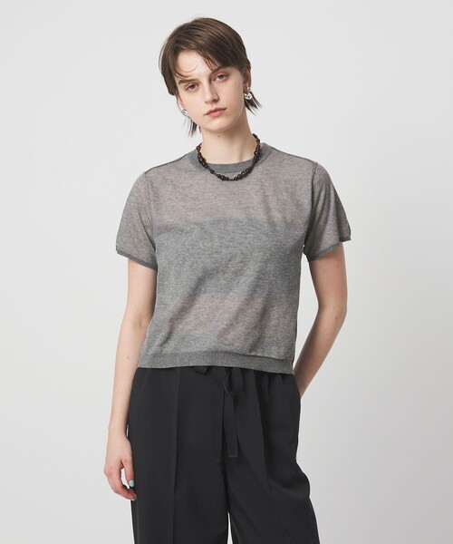 ASTRAET(アストラット)の「<ASTRAET>18G リバーシブル ショートスリーブニット(ニット/セーター・レディース・ネイビー/ダークブラウン/ライトグレー・FREE)」の8枚目の写真