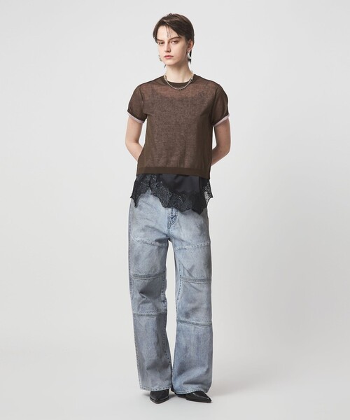 ASTRAET(アストラット)の「<ASTRAET>18G リバーシブル ショートスリーブニット(ニット/セーター・レディース・ネイビー/ダークブラウン/ライトグレー・FREE)」の10枚目の写真