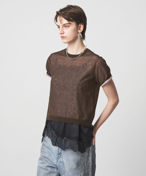 ASTRAET(アストラット)の「<ASTRAET>18G リバーシブル ショートスリーブニット(ニット/セーター・レディース・ネイビー/ダークブラウン/ライトグレー・FREE)」の11枚目の写真