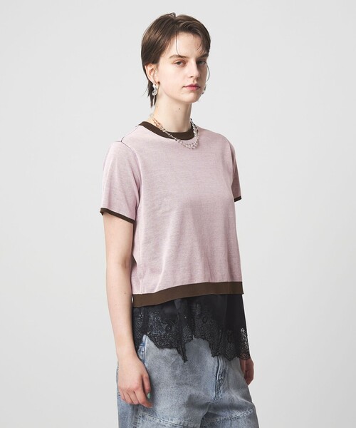 ASTRAET(アストラット)の「<ASTRAET>18G リバーシブル ショートスリーブニット(ニット/セーター・レディース・ネイビー/ダークブラウン/ライトグレー・FREE)」の13枚目の写真