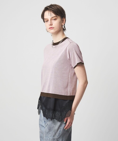 ASTRAET(アストラット)の「<ASTRAET>18G リバーシブル ショートスリーブニット(ニット/セーター・レディース・ネイビー/ダークブラウン/ライトグレー・FREE)」の14枚目の写真