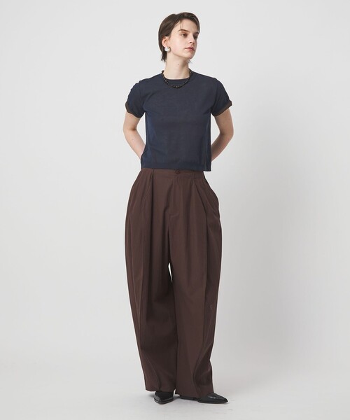 ASTRAET(アストラット)の「<ASTRAET>18G リバーシブル ショートスリーブニット(ニット/セーター・レディース・ネイビー/ダークブラウン/ライトグレー・FREE)」の18枚目の写真