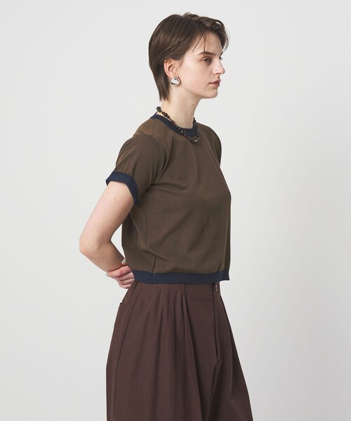 ASTRAET(アストラット)の「<ASTRAET>18G リバーシブル ショートスリーブニット(ニット/セーター・レディース・ネイビー/ダークブラウン/ライトグレー・FREE)」の20枚目の写真