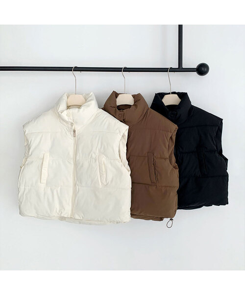VASCARA（バスカラ）の「Basic Short Padding Vest (3colors)（ベスト・レディース・ホワイト/ブラウン・FREE）」の2枚目の写真