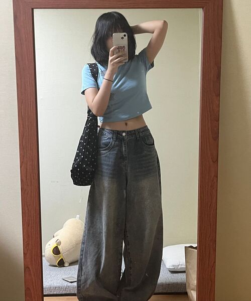 ODD STUDIO（オッドスタジオ）の「[ODD x SORANO] バルーンフィットデニムスナップボタンパンツ - BLUE（デニムパンツ・レディース・ブルー・1(S)/2(M)）」の19枚目の写真