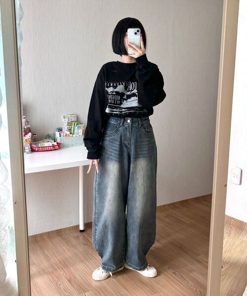 ODD STUDIO（オッドスタジオ）の「[ODD x SORANO] バルーンフィットデニムスナップボタンパンツ - BLUE（デニムパンツ・レディース・ブルー・1(S)/2(M)）」の12枚目の写真